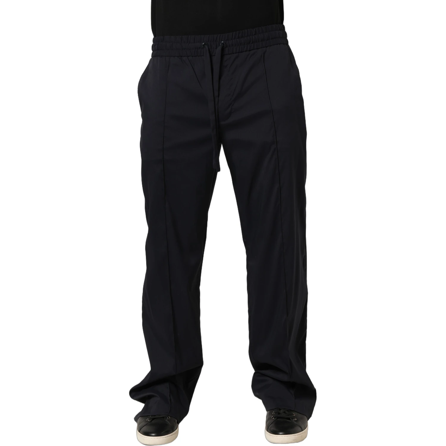 Black Nylon Straight Jogger Sweatpants Pants