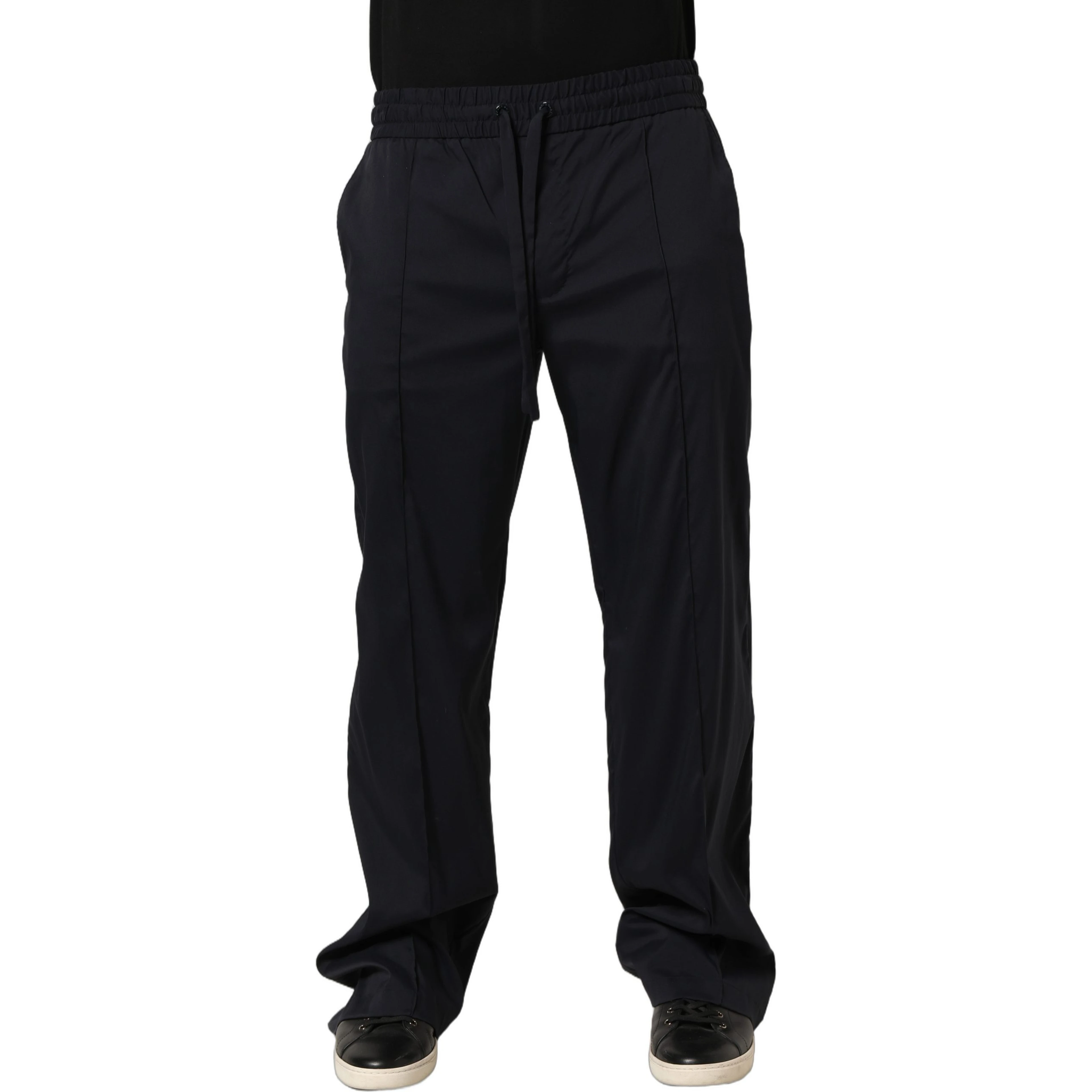 Black Nylon Straight Jogger Sweatpants Pants