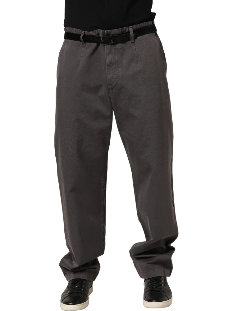 Dark Gray MidWaist Straight Men Trouser Pants