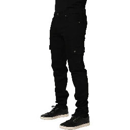 Black Cotton Stretch Skinny Men Denim Jeans