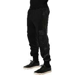 Black Mid Waist Cargo Jogger Sweatpants Pants