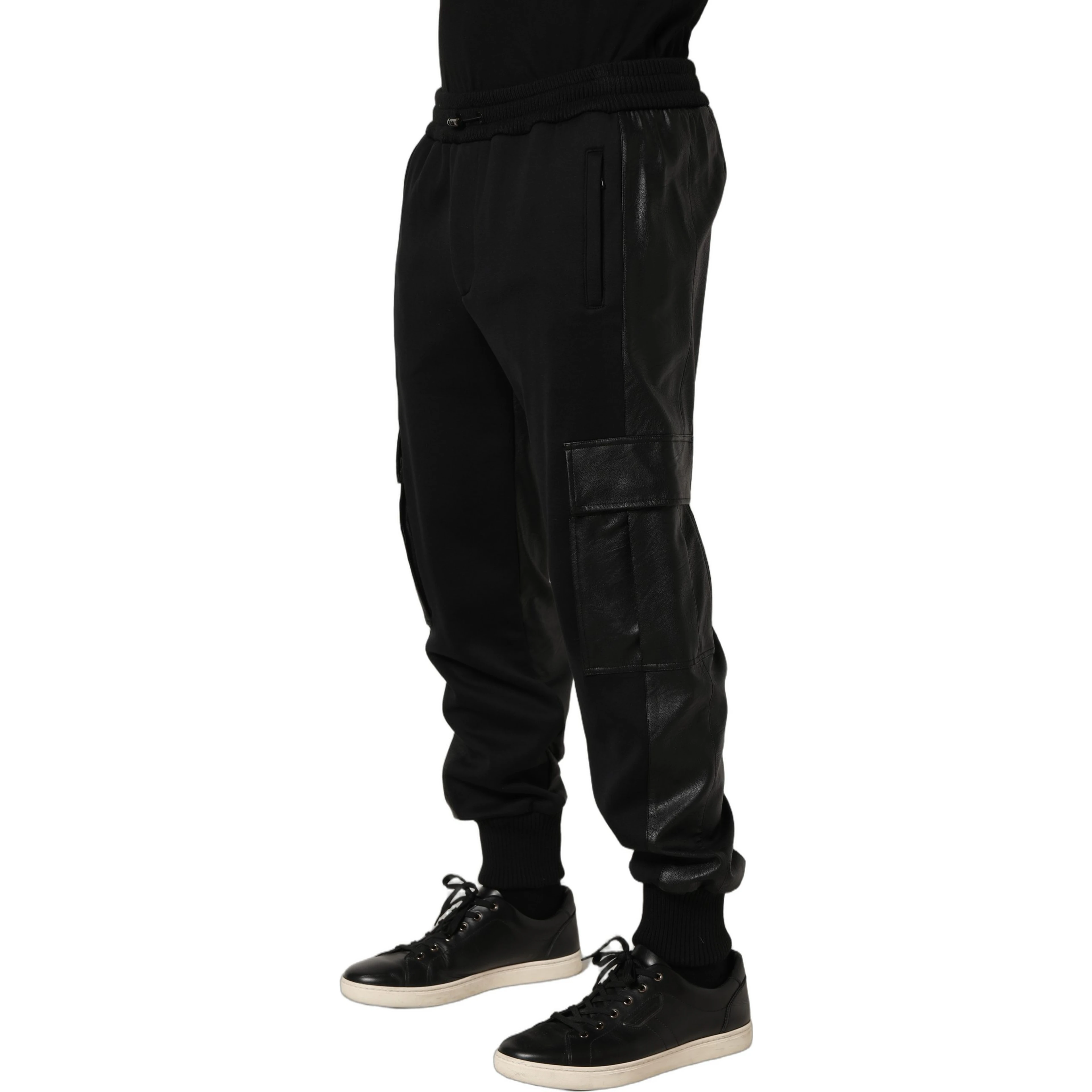 Black Mid Waist Cargo Jogger Sweatpants Pants