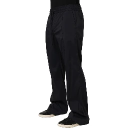 Black Nylon Straight Jogger Sweatpants Pants