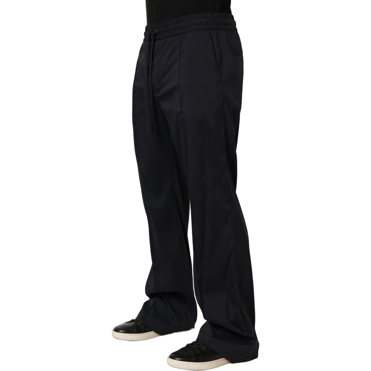 Black Nylon Straight Jogger Sweatpants Pants
