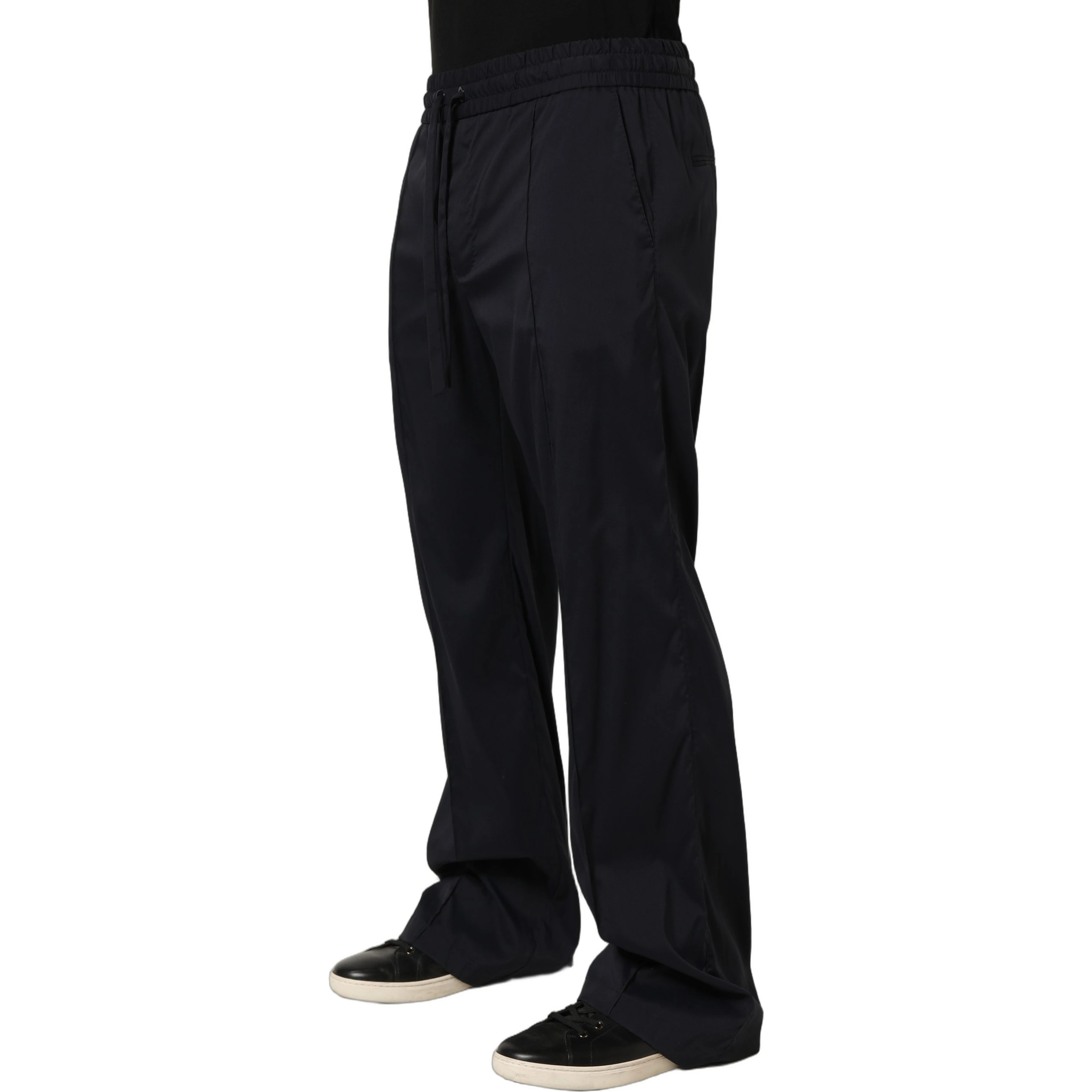 Black Nylon Straight Jogger Sweatpants Pants