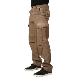 Brown Mid Waist Cargo Straight Trouser Pants