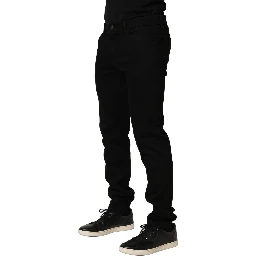 Black Cotton Stretch Skinny Men Denim Jeans