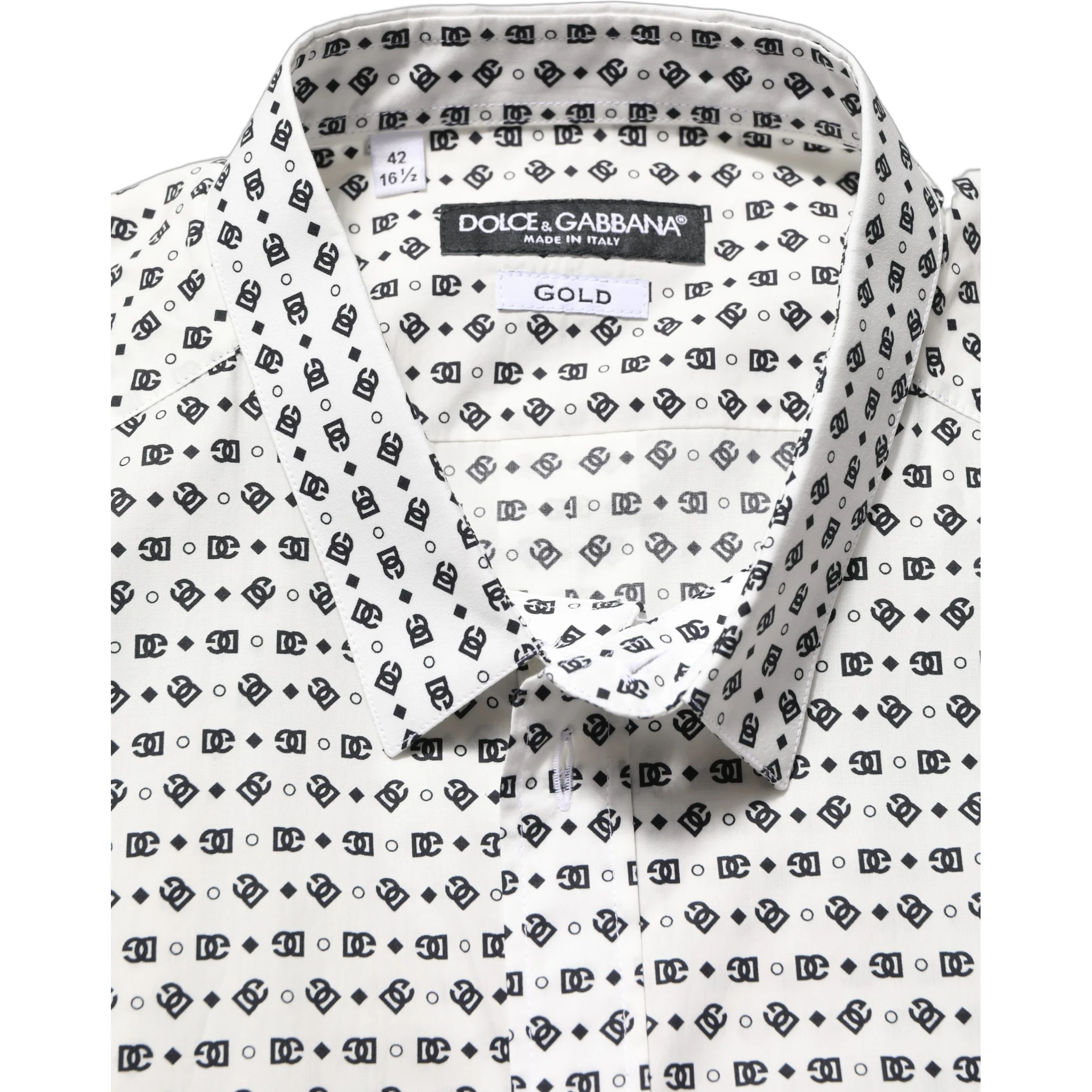 White Logo GOLD Long Sleeves Dress Shirt