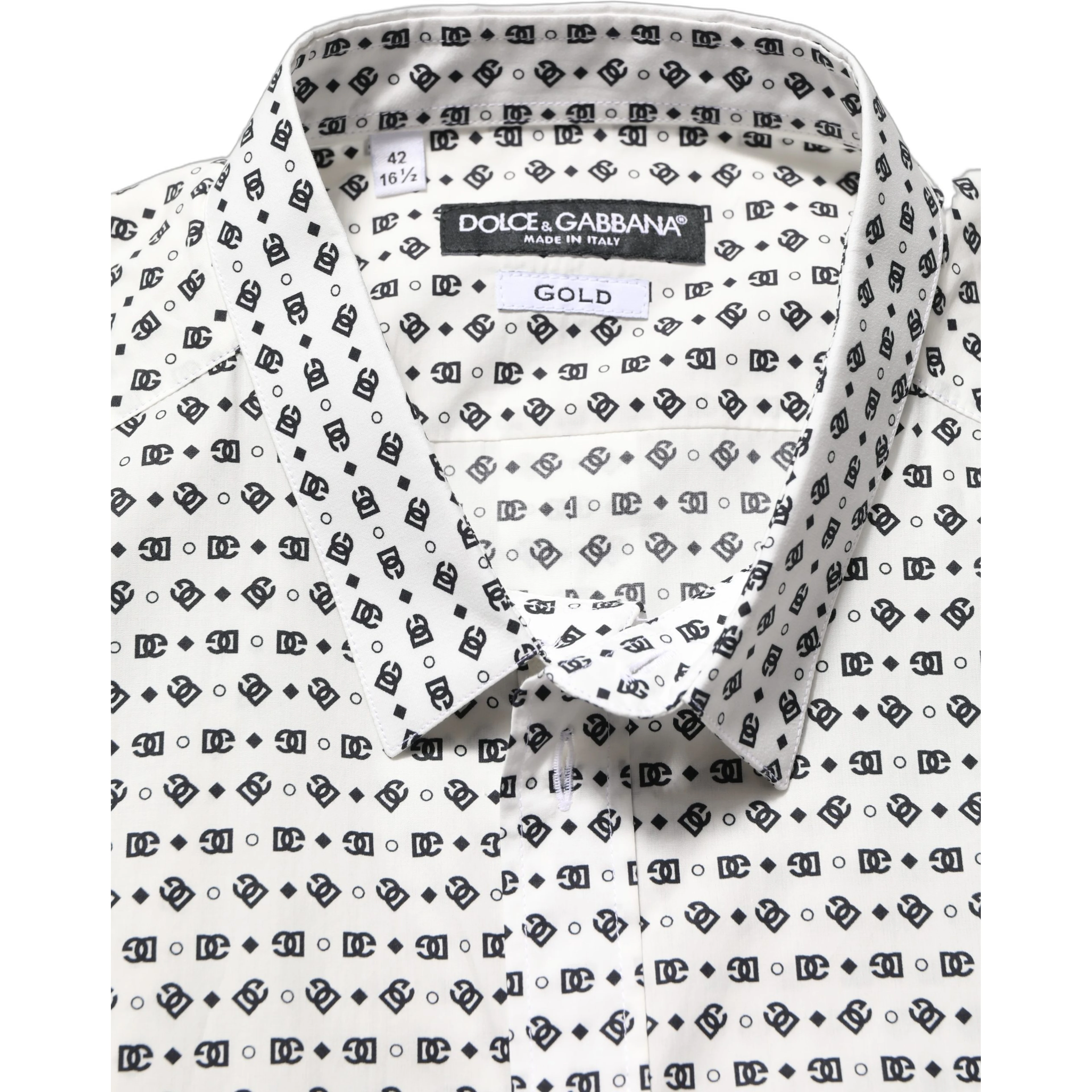 White Logo GOLD Long Sleeves Dress Shirt