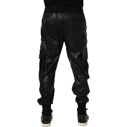 Black Mid Waist Cargo Jogger Sweatpants Pants