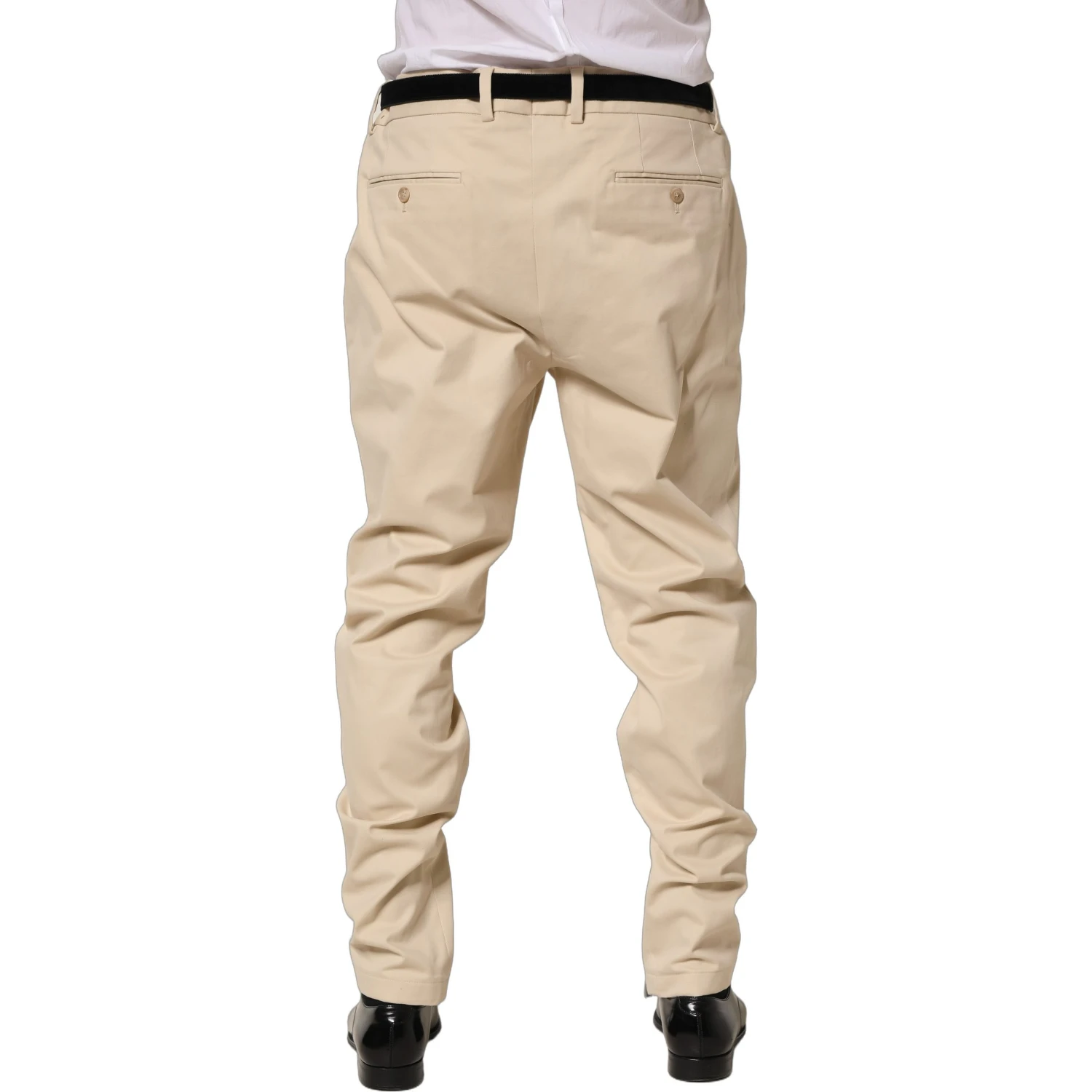 Beige Re-Editon Mid Waist Tapered Men Pants