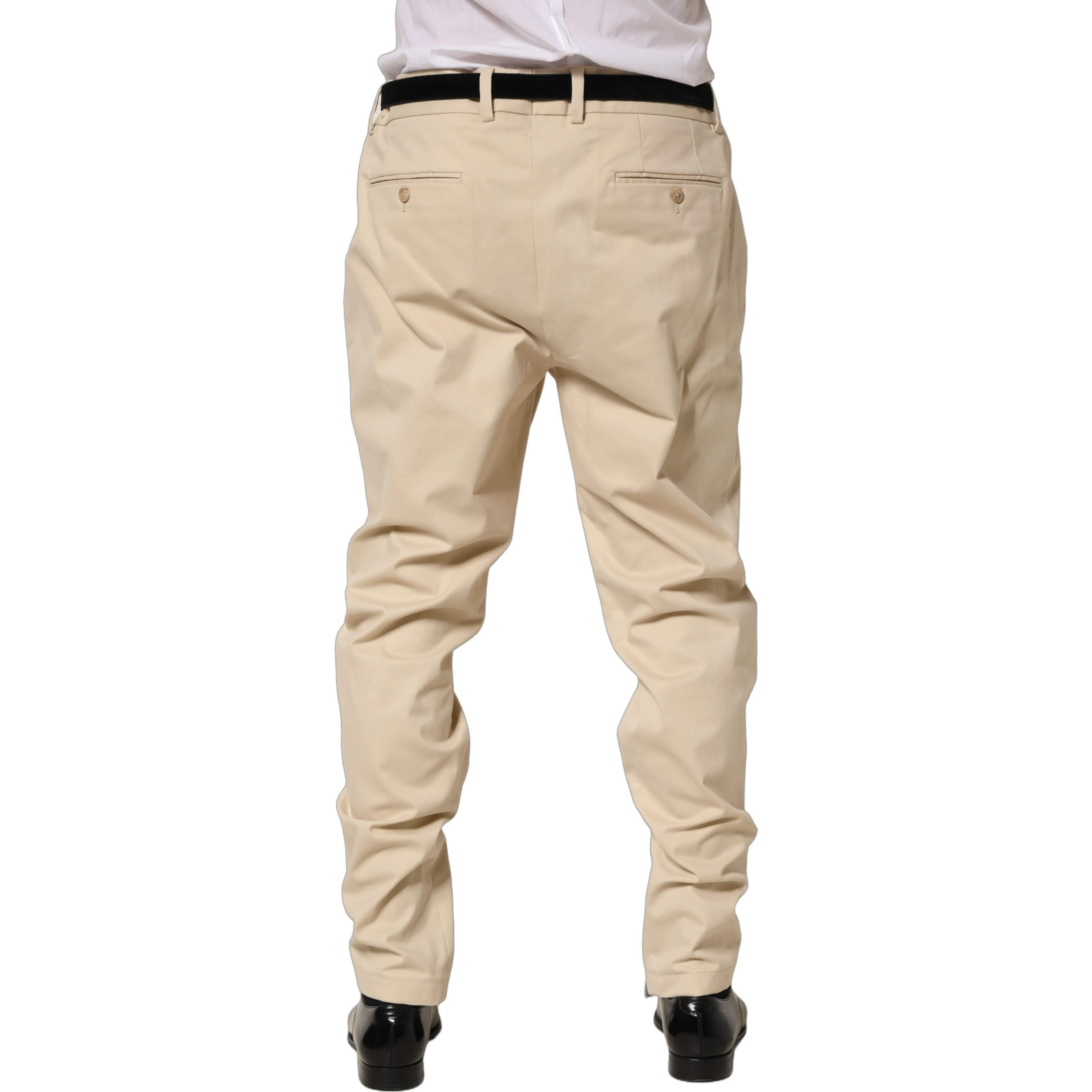 Beige Re-Editon Mid Waist Tapered Men Pants