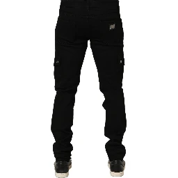 Black Cotton Stretch Skinny Men Denim Jeans