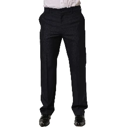 Black Wool Tapered Leg Dress Trouser Pants
