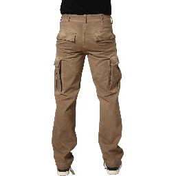 Brown Mid Waist Cargo Straight Trouser Pants