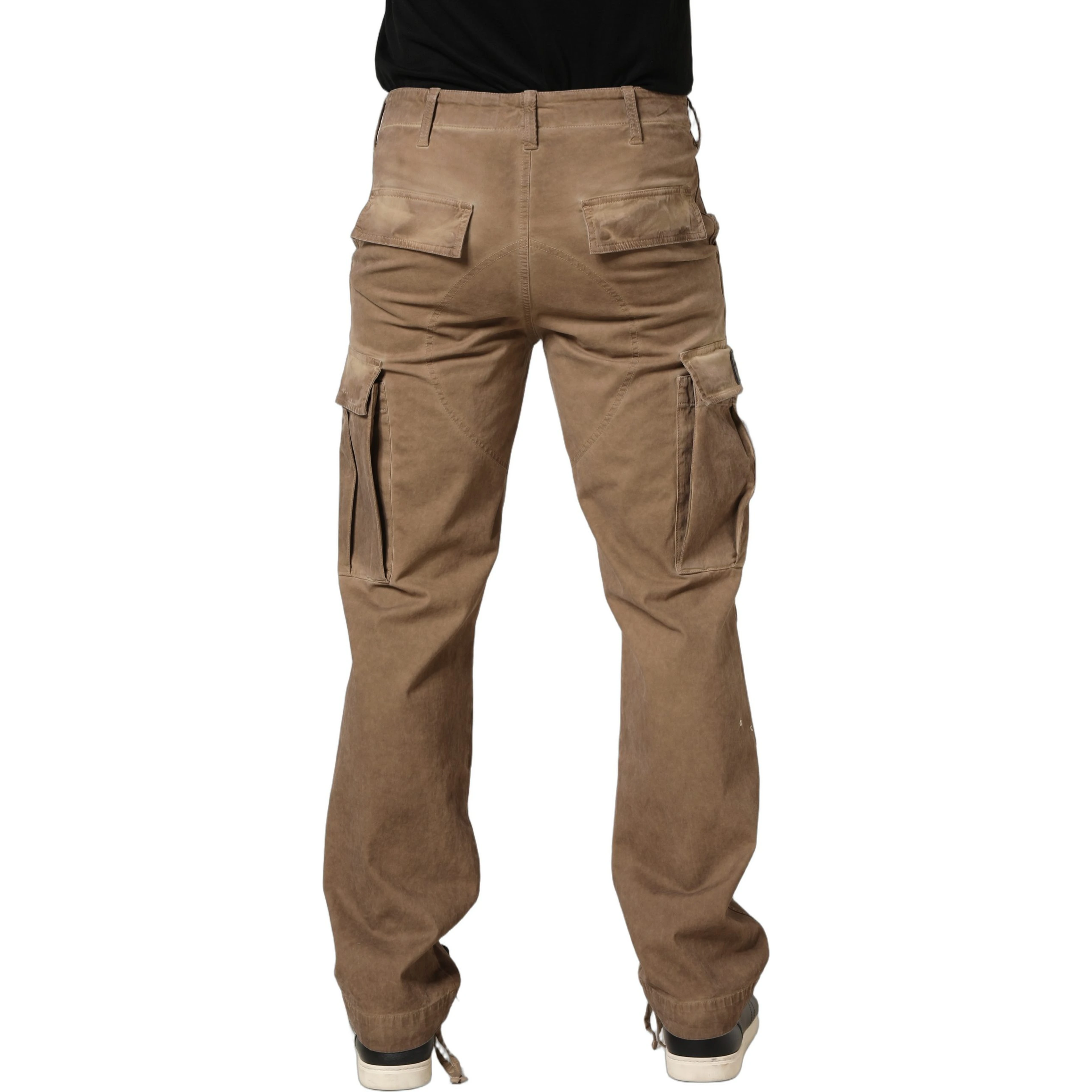 Brown Mid Waist Cargo Straight Trouser Pants
