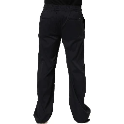 Black Nylon Straight Jogger Sweatpants Pants