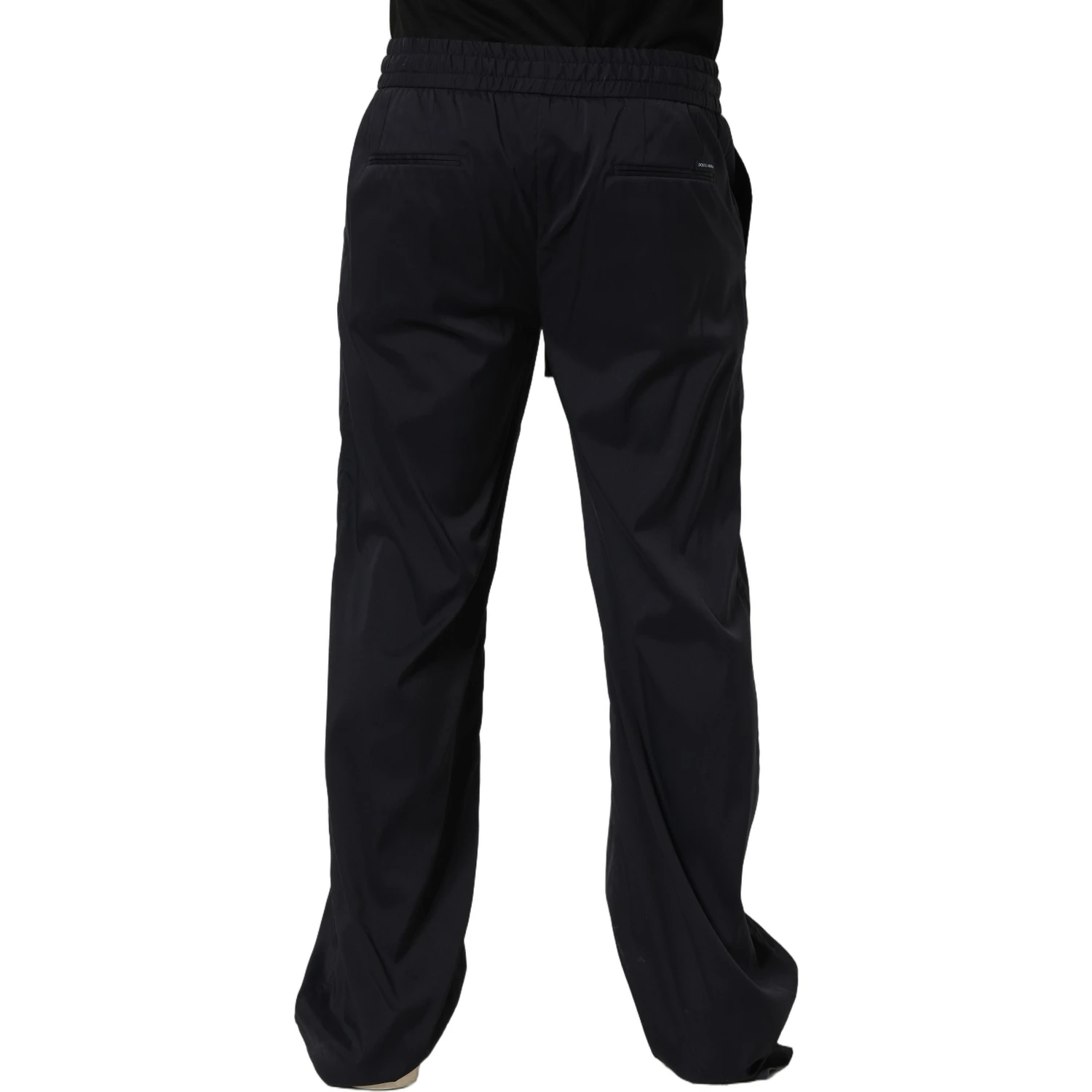 Black Nylon Straight Jogger Sweatpants Pants