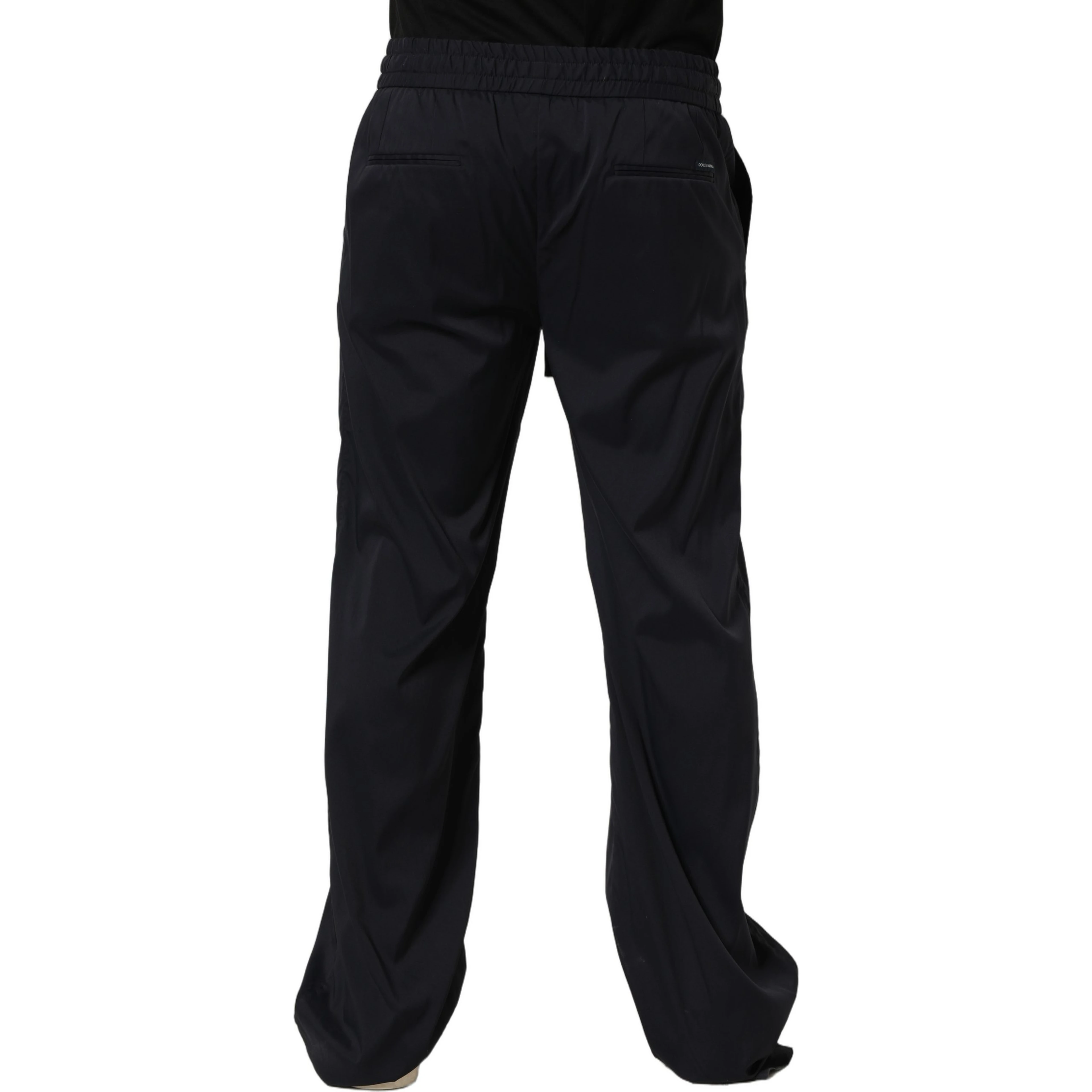 Black Nylon Straight Jogger Sweatpants Pants