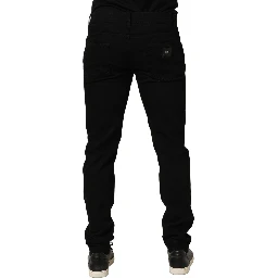 Black Cotton Stretch Skinny Men Denim Jeans