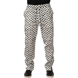 White Graphic Heart Print Men Trousers Pants