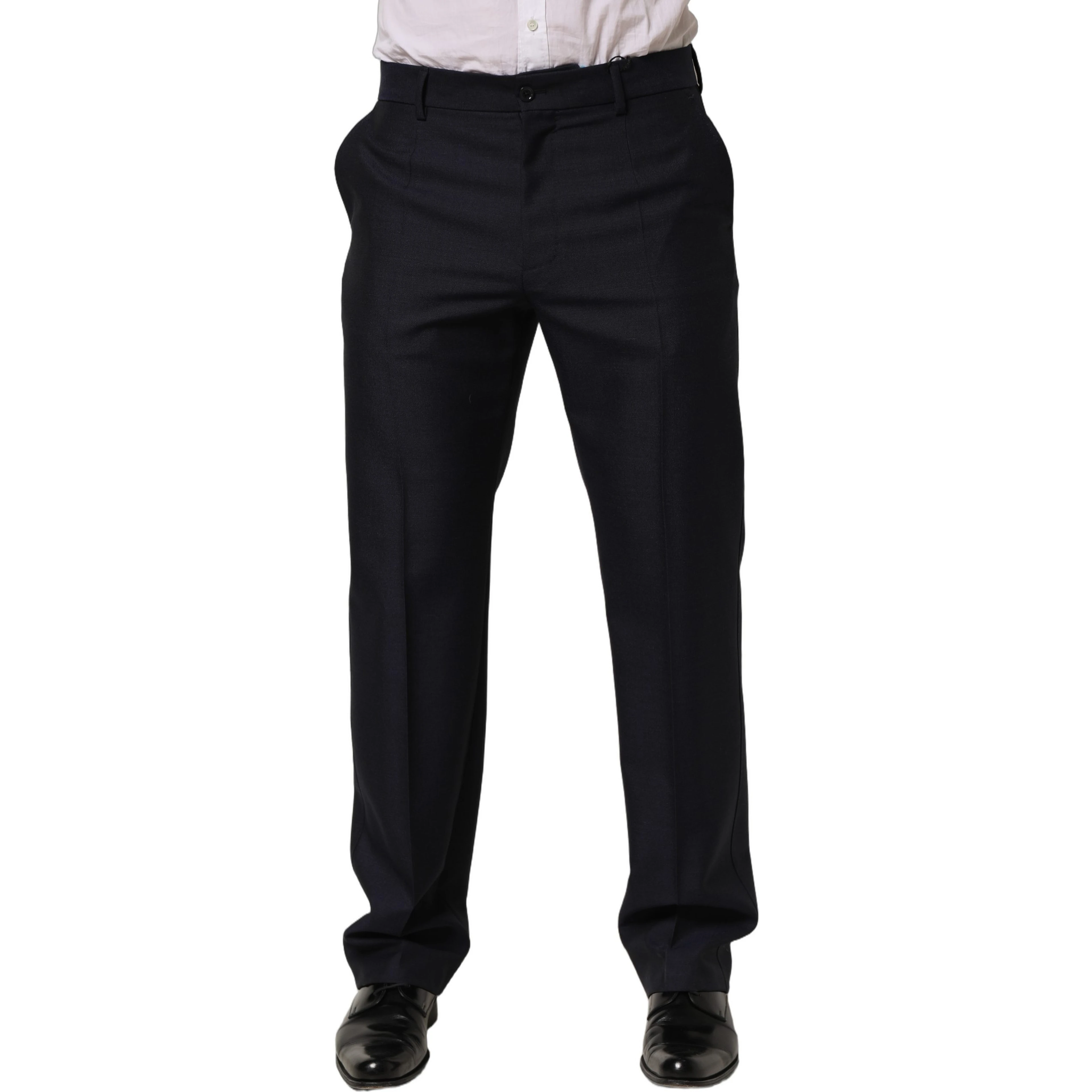 Black Wool Tapered Leg Dress Trouser Pants