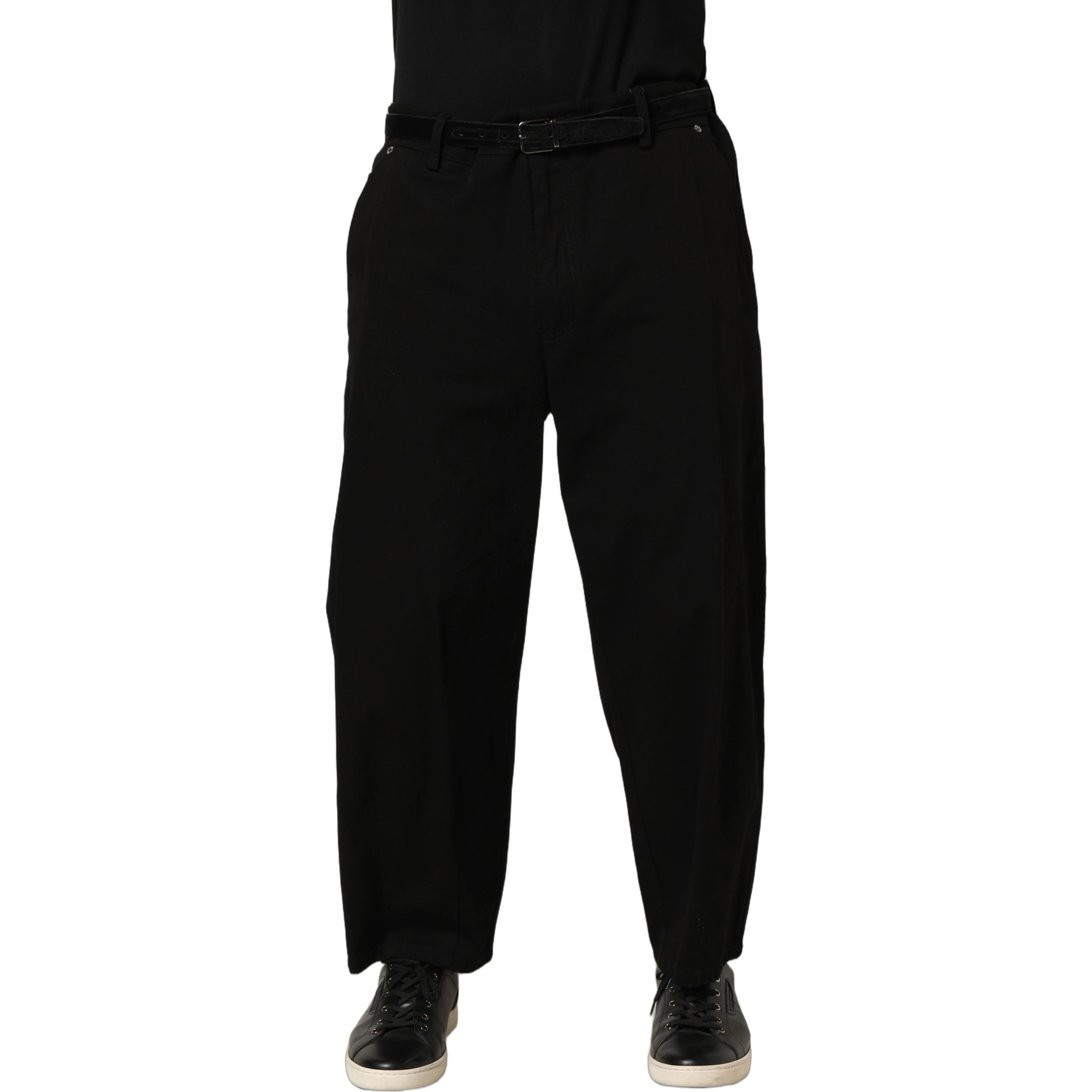 Black Mid Waist Straight Men Trouser Pants