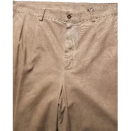 Beige Cotton Straight Leg Men Trouser Pants
