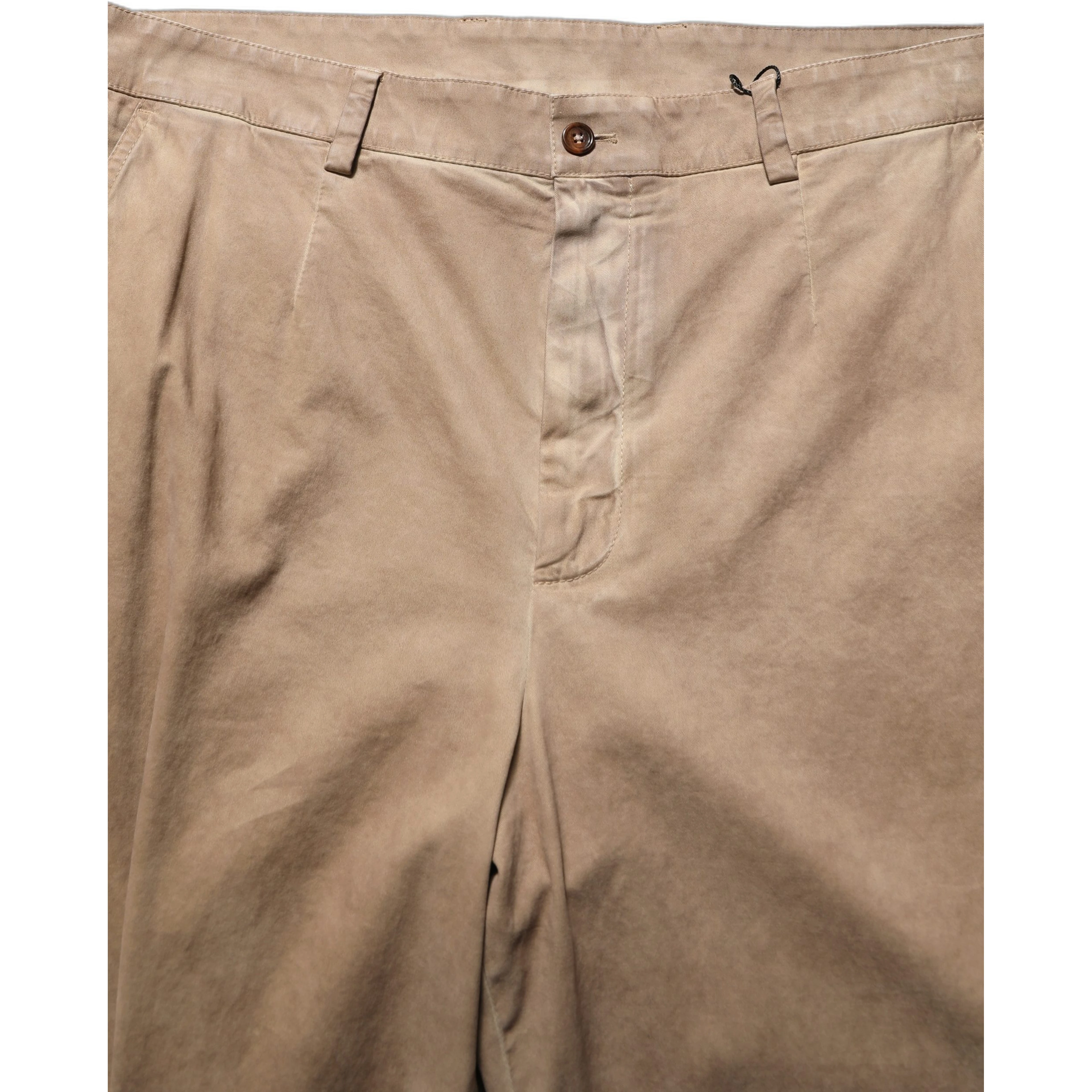 Beige Cotton Straight Leg Men Trouser Pants