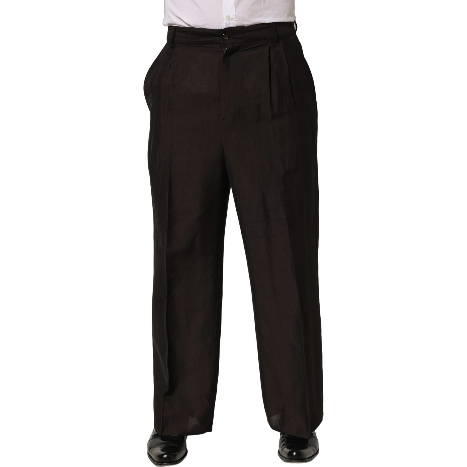 Brown Linen Straight Men Dress Trouser Pants