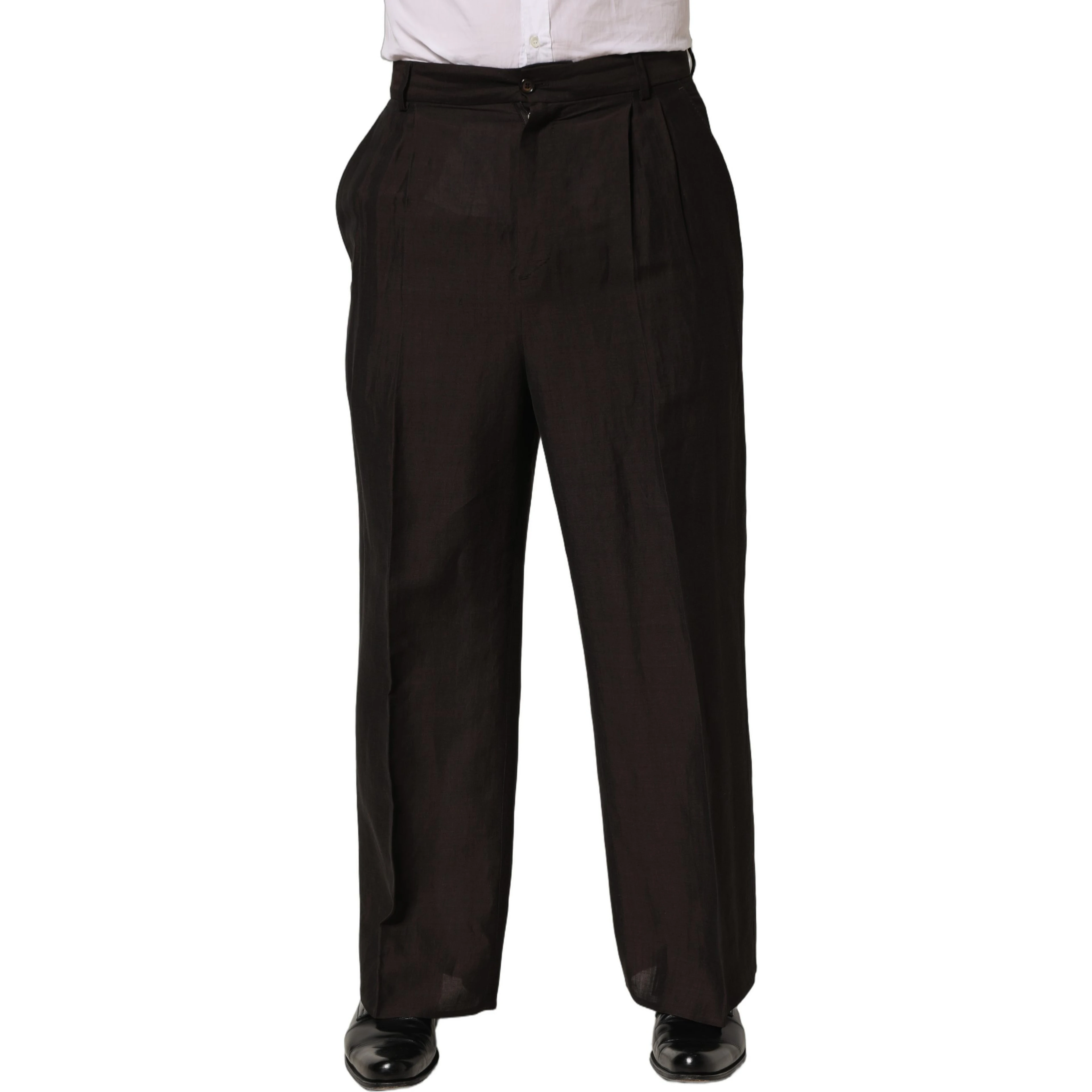 Brown Linen Straight Men Dress Trouser Pants