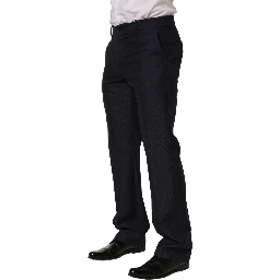 Black Wool Tapered Leg Dress Trouser Pants