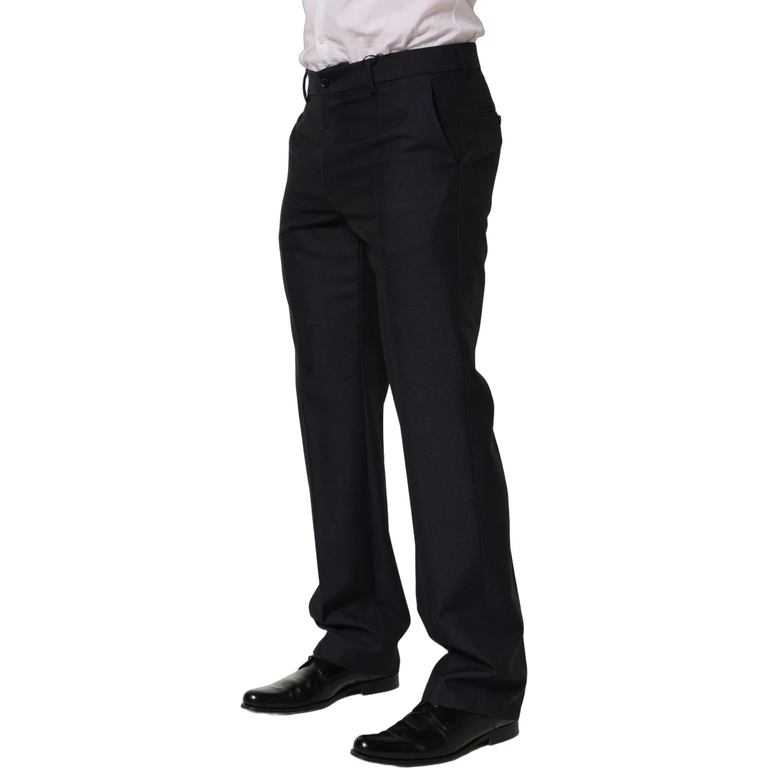 Black Wool Tapered Leg Dress Trouser Pants