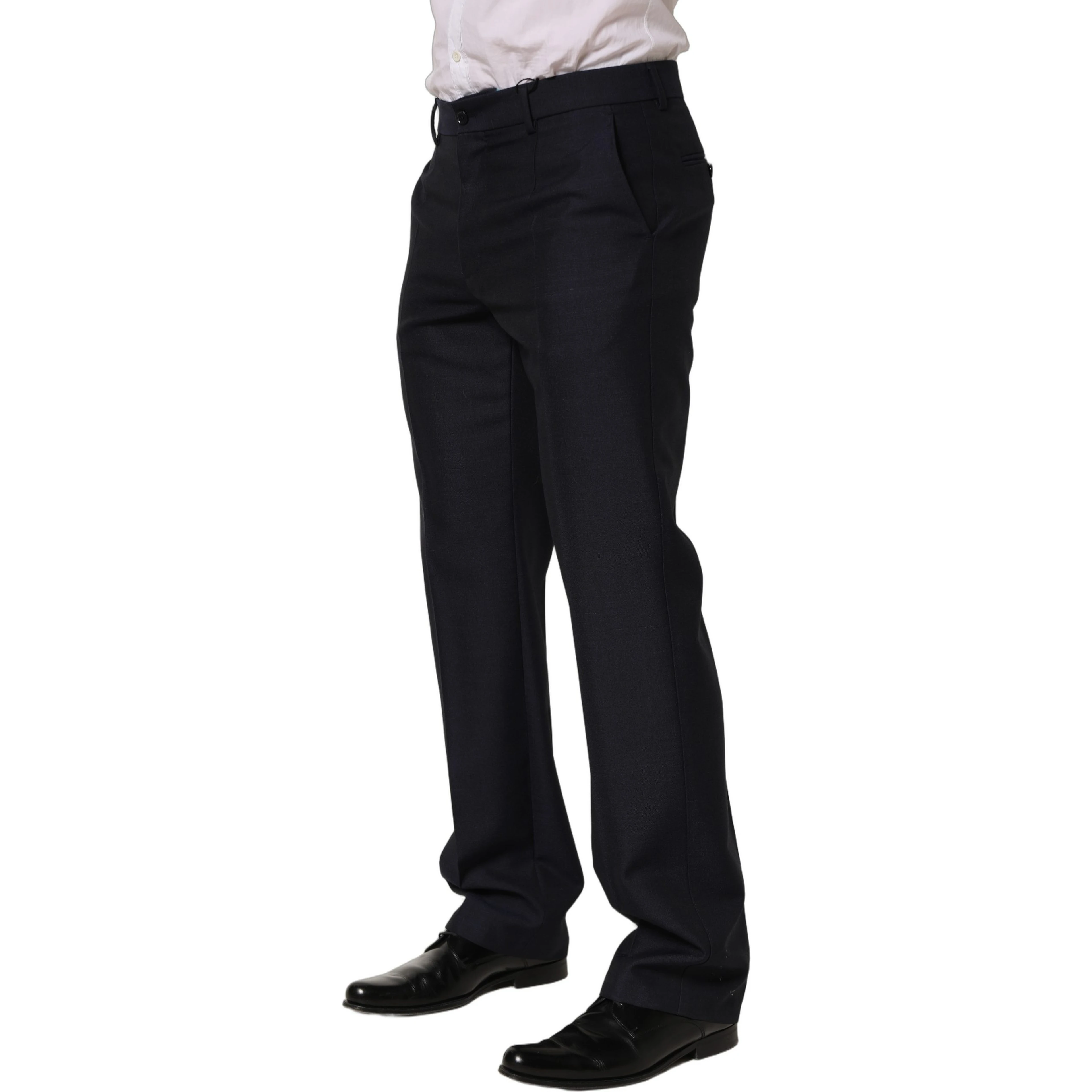 Black Wool Tapered Leg Dress Trouser Pants