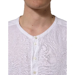 White Linen Logo Long Sleeves Casual Shirt
