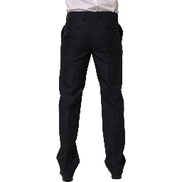 Black Wool Tapered Leg Dress Trouser Pants