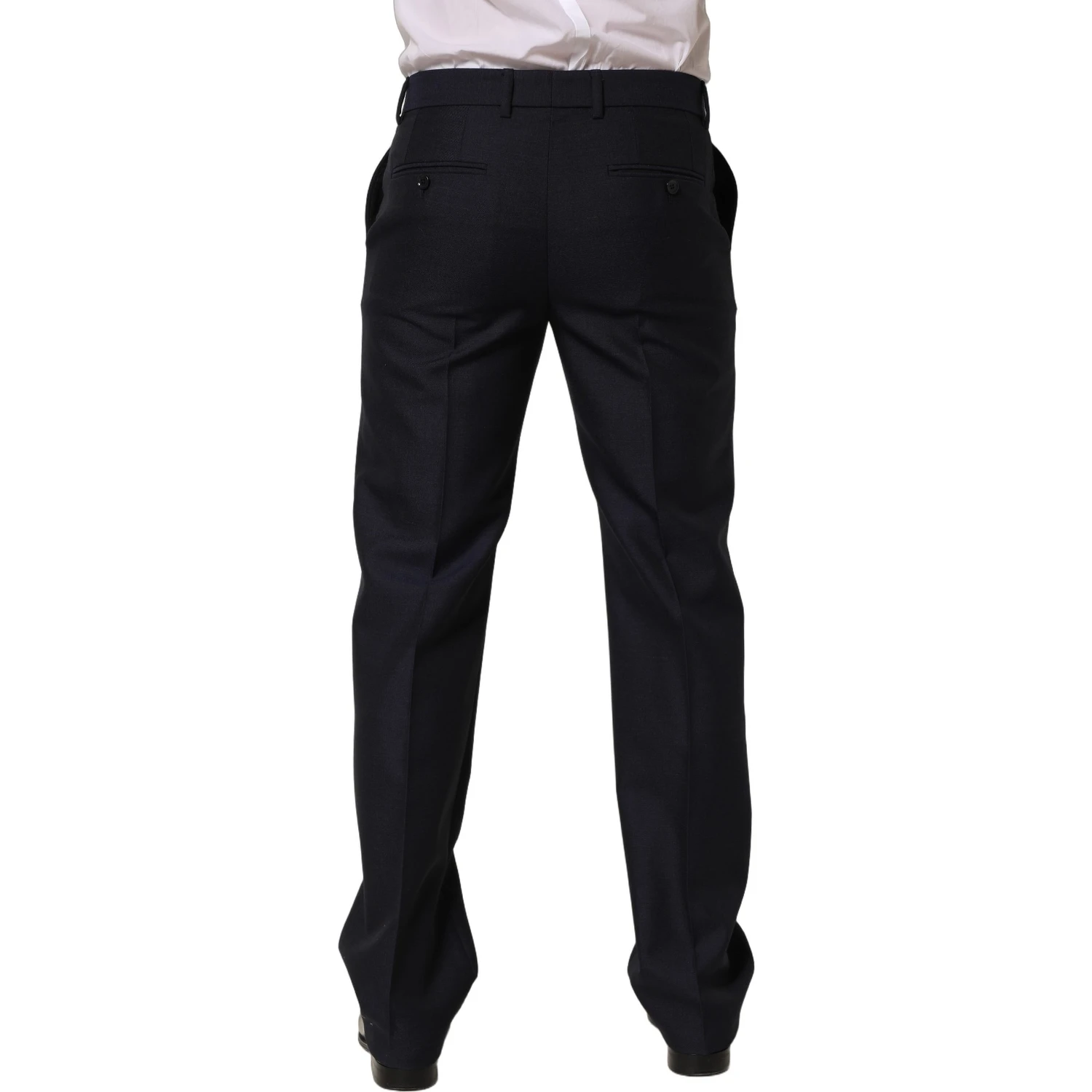 Black Wool Tapered Leg Dress Trouser Pants