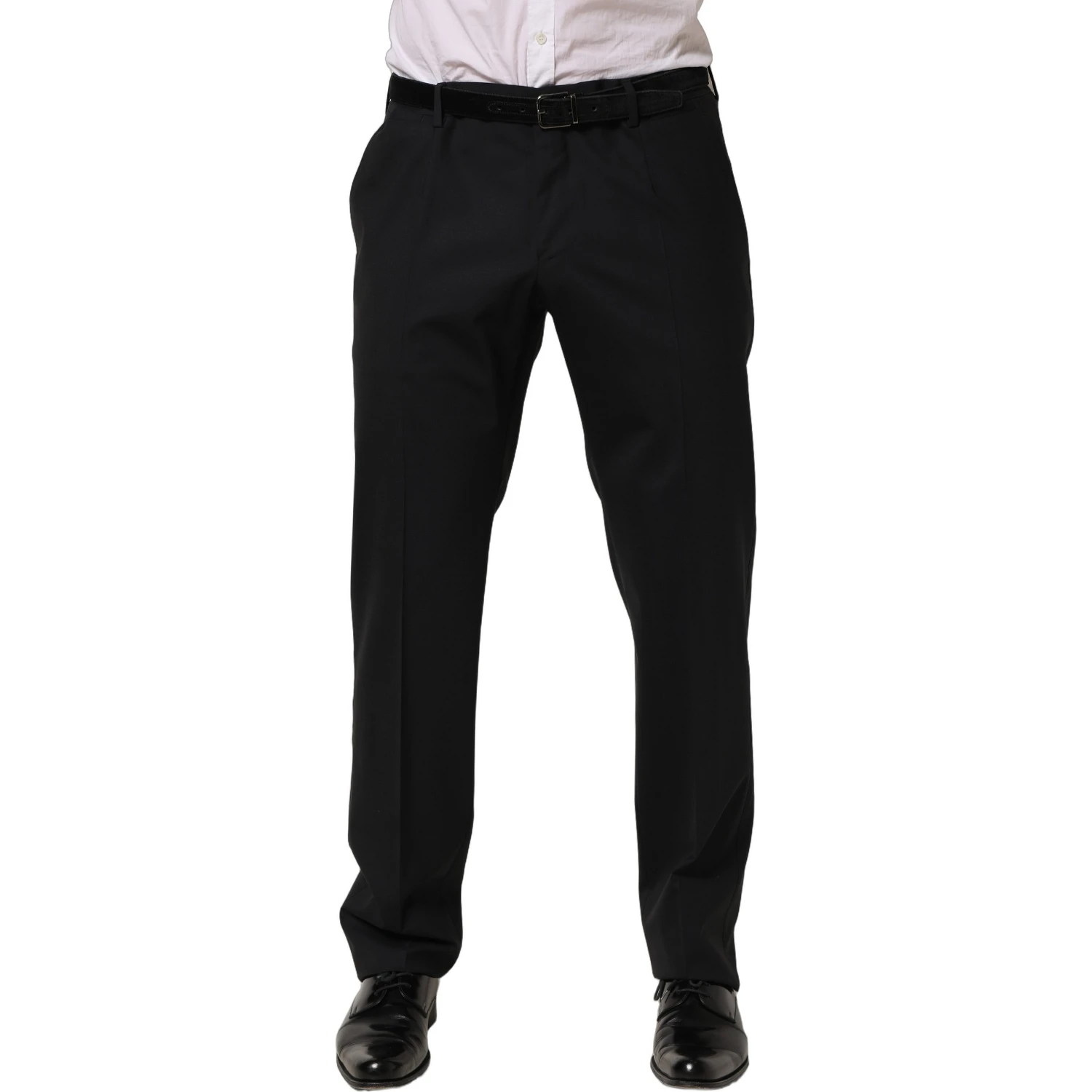 Black Wool Tapered Leg Dress Trouser Pants