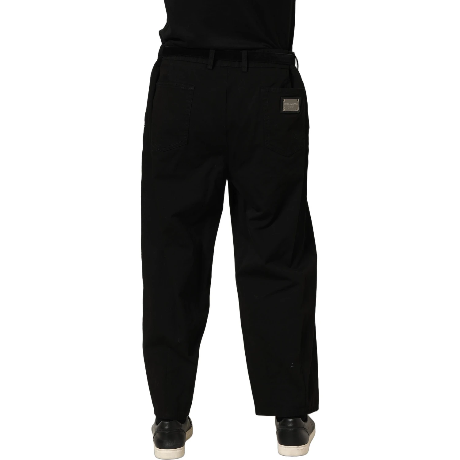 Black Mid Waist Straight Men Trouser Pants