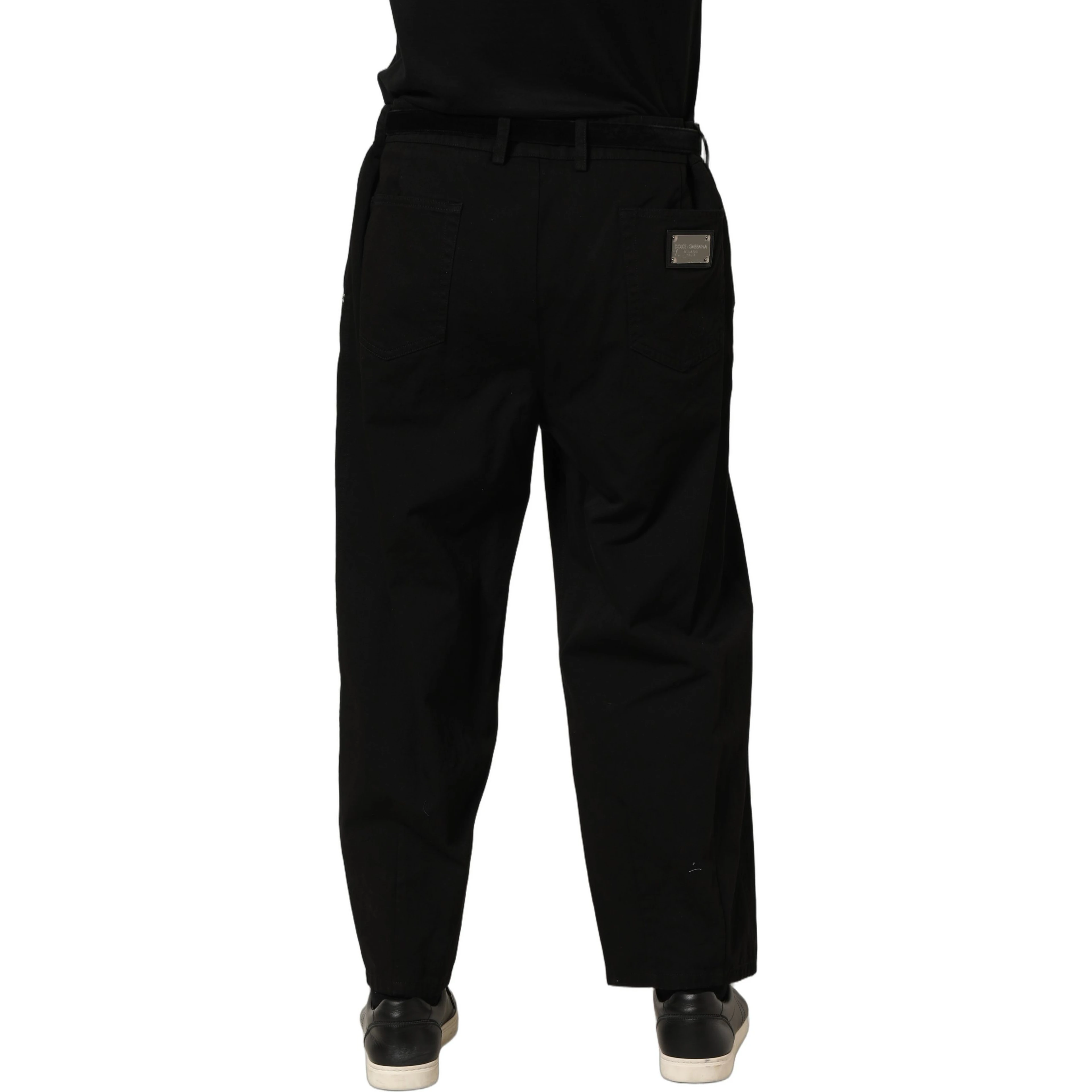Black Mid Waist Straight Men Trouser Pants