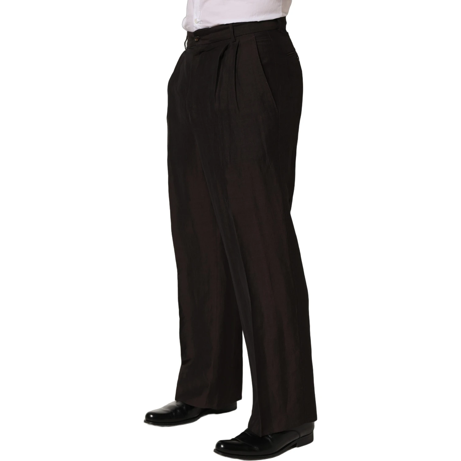 Brown Linen Straight Men Dress Trouser Pants
