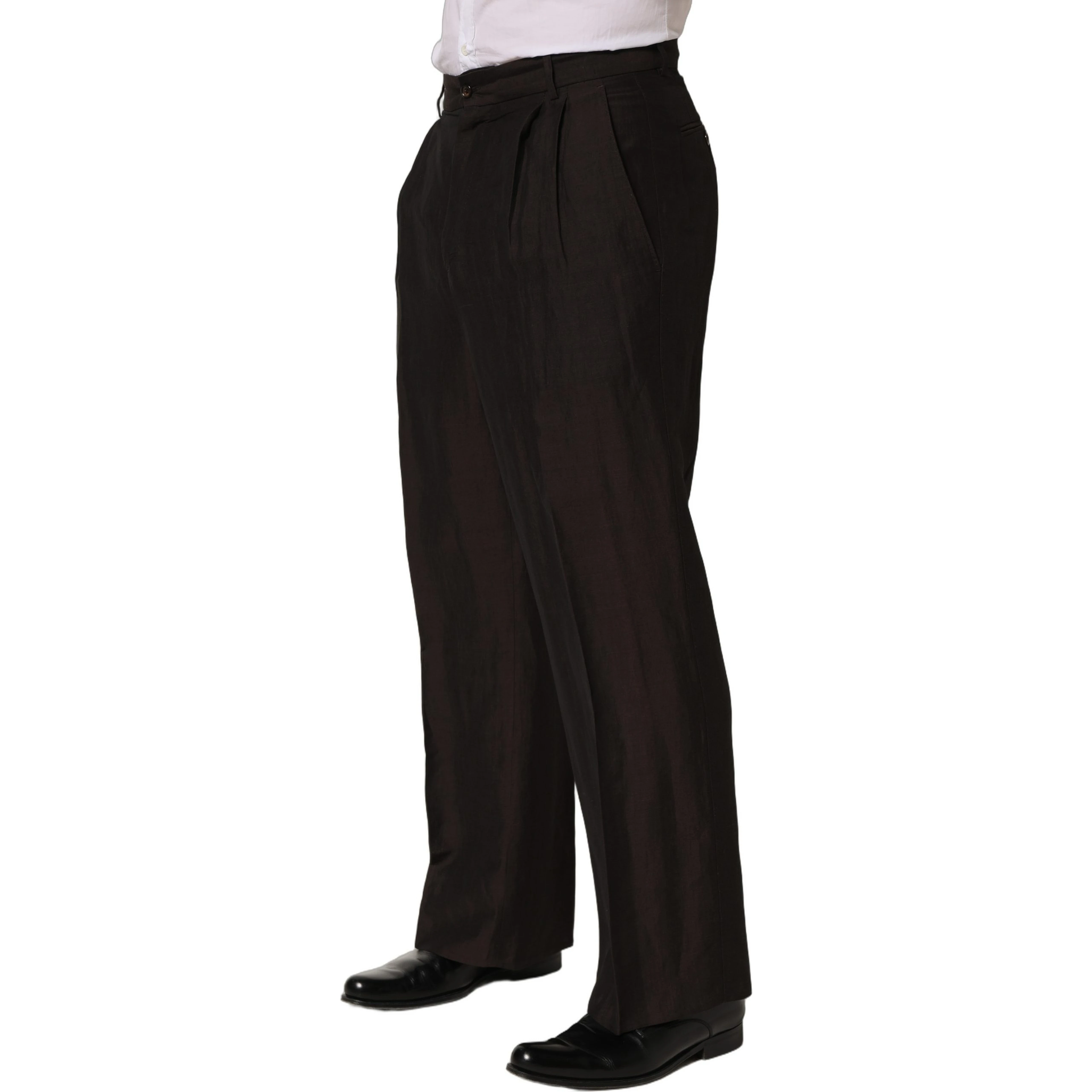Brown Linen Straight Men Dress Trouser Pants