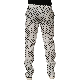 White Graphic Heart Print Men Trousers Pants