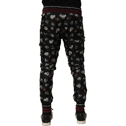 Pants Black Ring Print Silk Jogging Trousers
