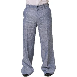 Light Blue Linen Straight Dress Trouser Pants