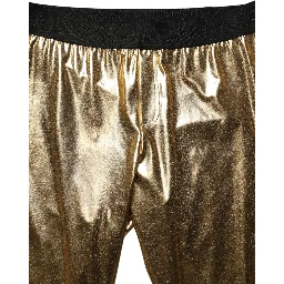 Gold Metallic Polyester Skinny Trousers Pants