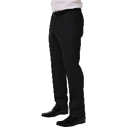 Black Wool Tapered Leg Dress Trouser Pants