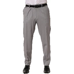 Gray Wool Tapered Men Dress Trouser Pants