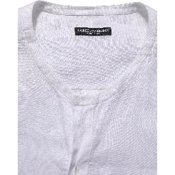 White Linen Logo Long Sleeves Casual Shirt