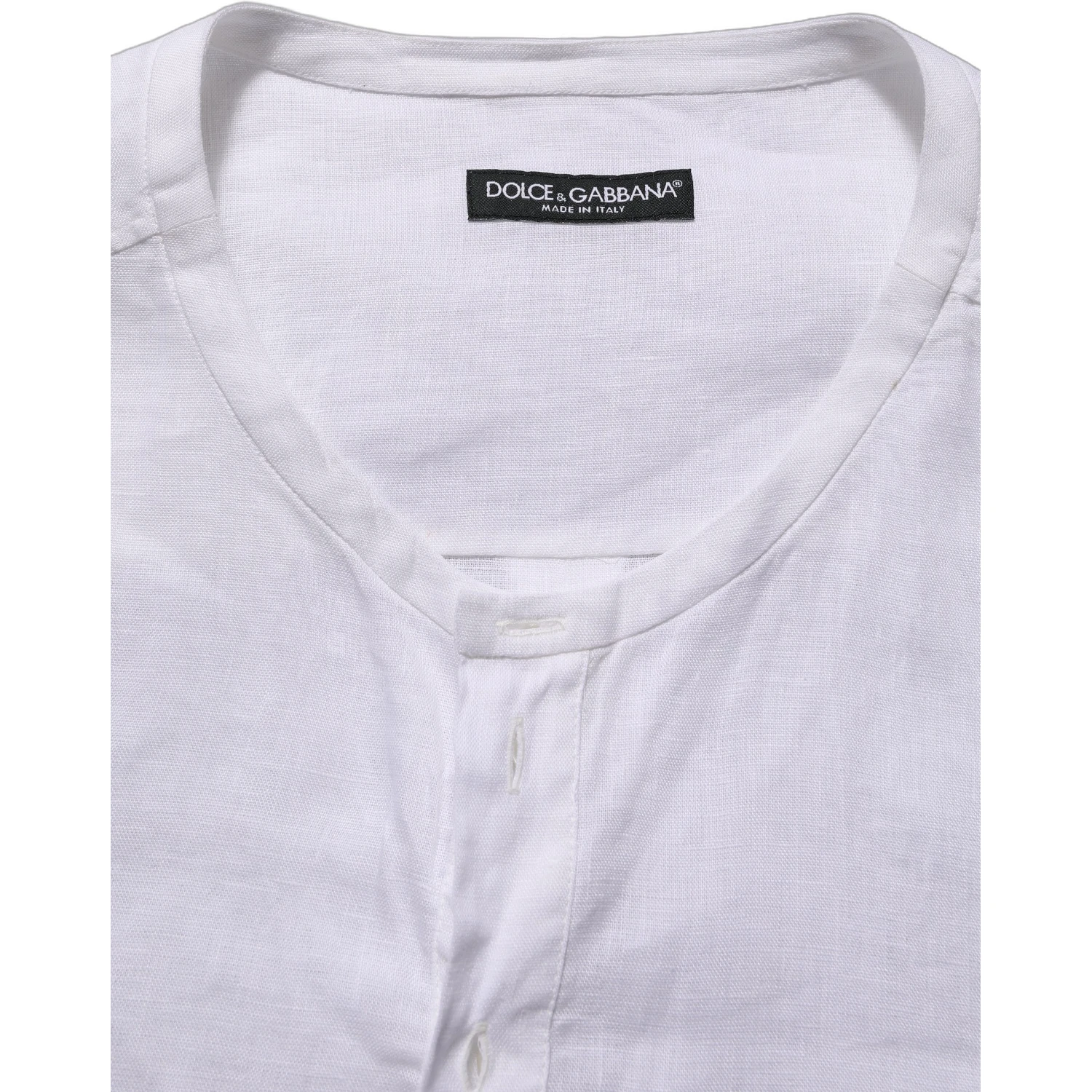 White Linen Logo Long Sleeves Casual Shirt